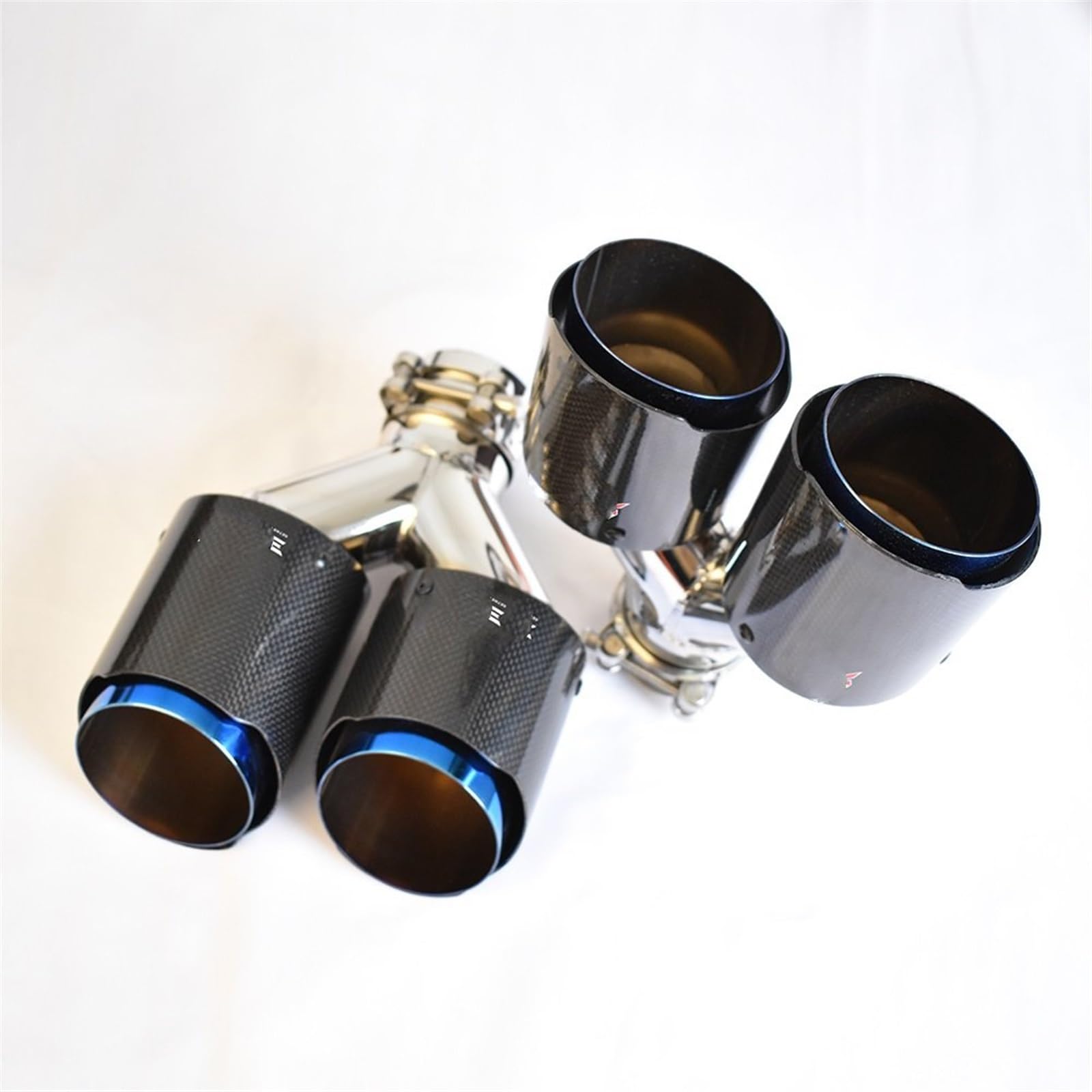Kit De 2 Puntas De Escape Dobles De Fibra De Carbono Real – Diámetro Interior 63mm, Exterior 89mm, Largo 250mm