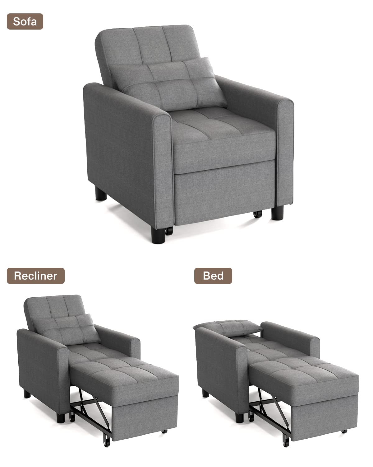 Buy Chair Bed, 4in1 Convertible Sofa Chair Bed, Adjustable Recliner
