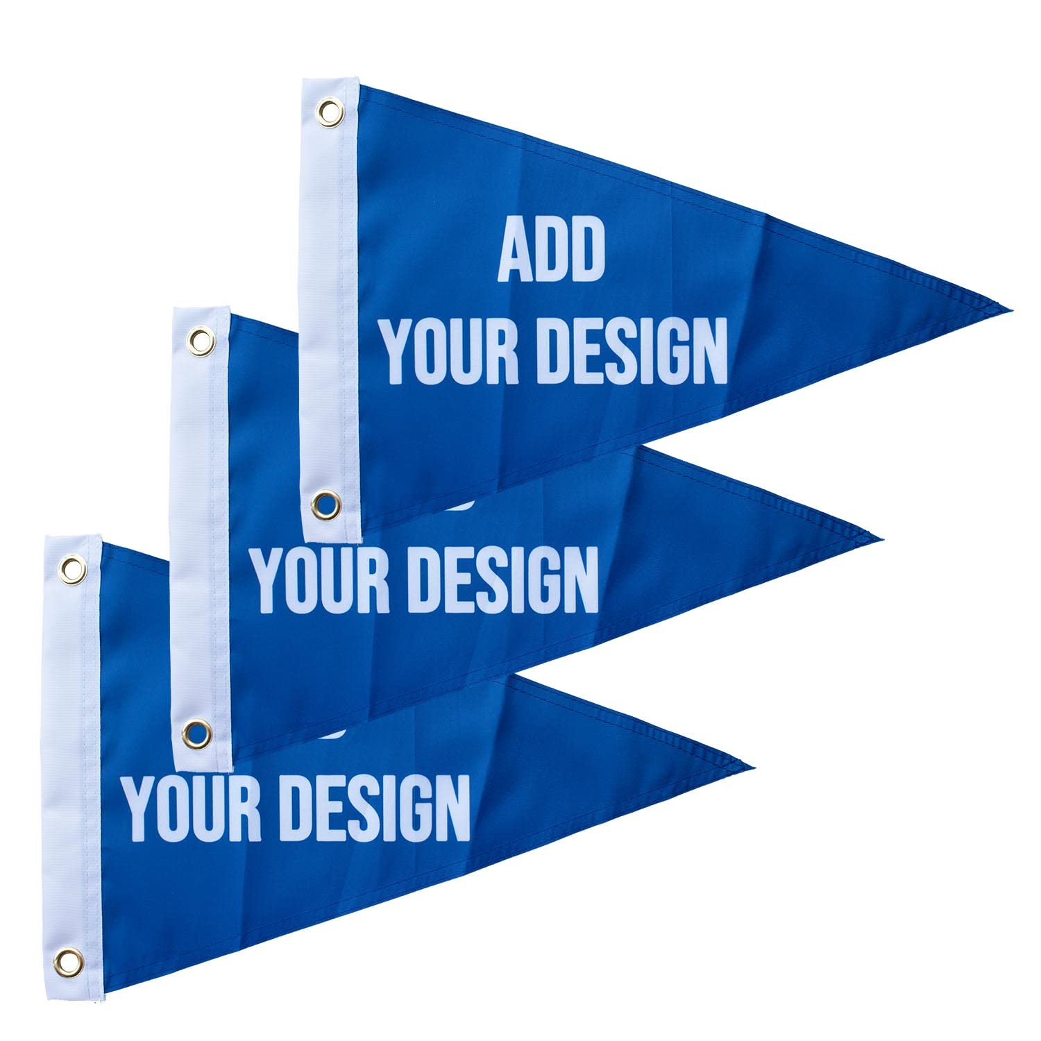 Bagetu Custom 3PCS Boat Flags Personalized Small Flags for Boat(Flag Only) (Triangle 16x24 inch) โ image 1