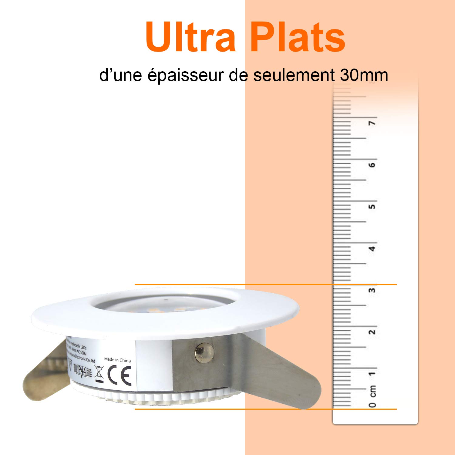 Foco LED empotrable blanco para cuarto de baño IP44 impermeable, platino LED 5 W integrado, plafón empotrado, focos de techo, 500 lm, equivalente a 50 W, blanco neutro 4500 K, lote de 6