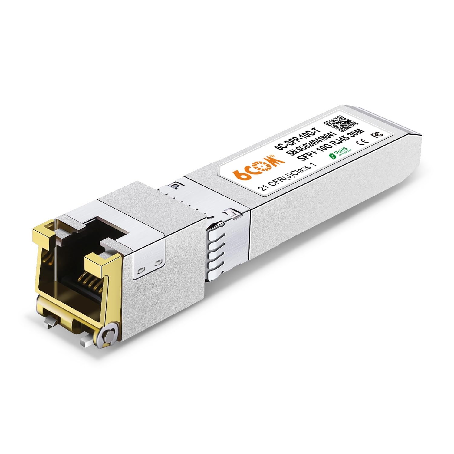 1 pièce 10G SFP+ RJ45 module cuivre, 10GBase-T SFP+ à RJ45 Transceiver, CAT6A/CAT7, 30m, échangeable à chaud, Compatible avec Cisco SFP-10G-T-S/Ubiquiti UF-RJ45-10G/MikroTik S+RJ10/D-Link (1