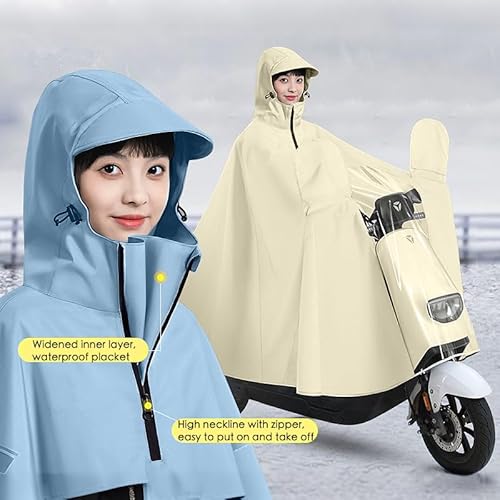 Regenponcho für Fahrrad, wiederverwendbarer, runder Regenponcho für Elektroroller mit transparentem Einsatz, Unisex für Wandern (DE/NL/SE/PL, Alphanumerisch, Einheitsgröße, Regular, Regular, Grün)