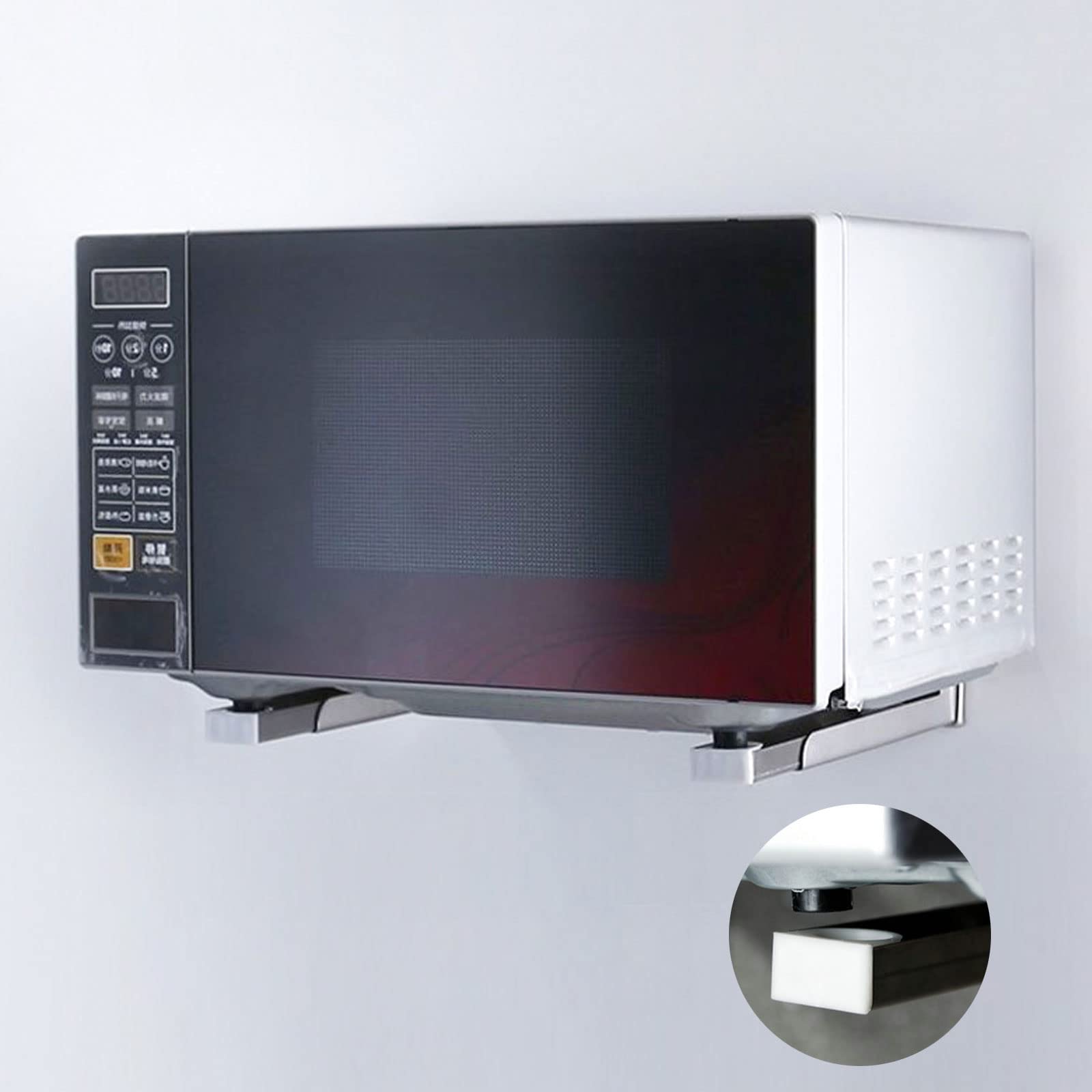 Cremagliera forno microonde Supporto a Parete per Forno a Microonde Staffa Forno Microonde Mensola Microonde Pieghevole Supporto Forno Microonde Regolabile Adatto per Microonde e Forno 2 Pezzi