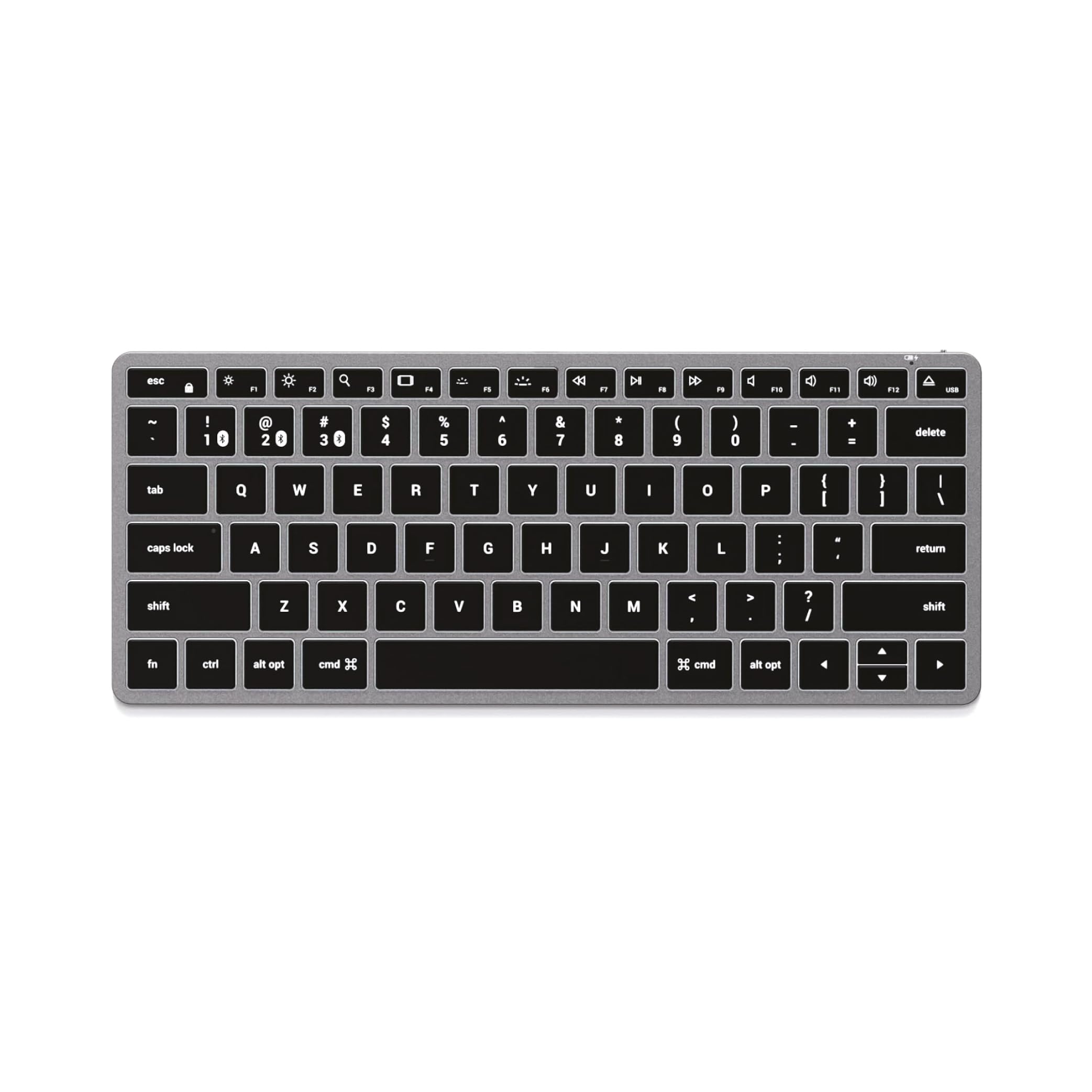Satechi Slim X1 Wireless Bluetooth Keyboard, Backlit Keyboard, Multi-Device for MacBook Air & Pro M4 M3, iPad Air & Pro M4 M3, iPad Mini, Mac Mini, iMac and More – Space Grey (US-QWERTY LAYOUT)