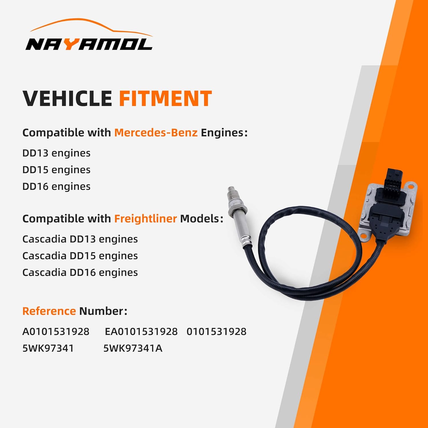A0101531928 5WK97341A NOx Sensor Inlet Compatible with Detroit Diesel DD13 DD15 DD16, Mercedes-Benz, Freightliner Cascadia, SNS 12V, Replace# 5WK97341 0101531928
