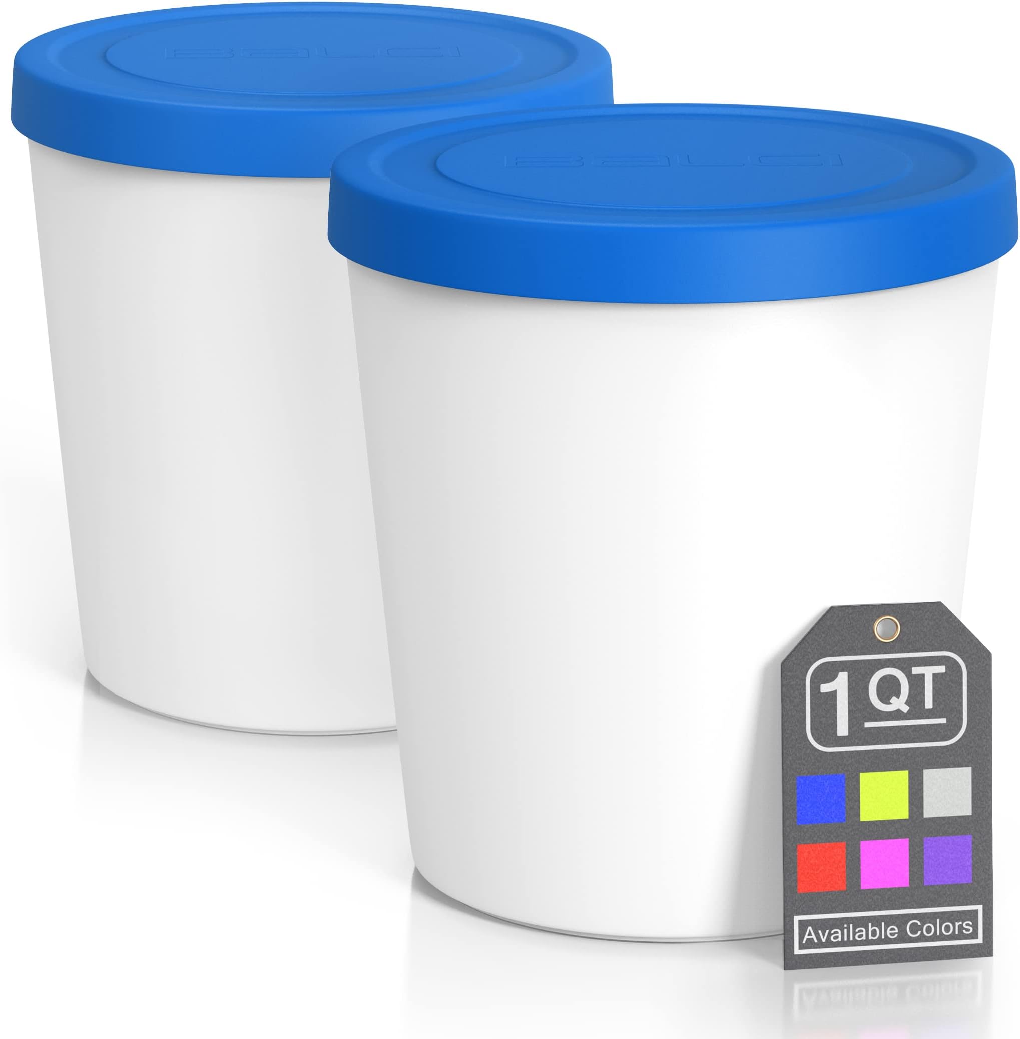 - Premium Ice Cream Containers (2 Pack - 1 Quart Each) Perfect Freezer Storage Tubs with Lids for Ice Cream, Sorbet and Gelato! - Blue