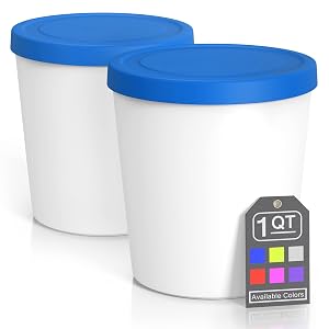 BALCI - Premium Ice Cream Containers 2 Pack - 1 Quart Each Perfect Freezer Storage Tubs with Lids