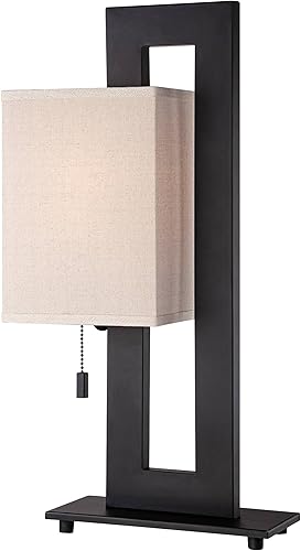 Miniatura 6 de 360 Lighting Moderna lámpara de mesa decorativa de 20.5 pulgadas de alto, color marrón expreso de alta intensidad, base de metal rectangular