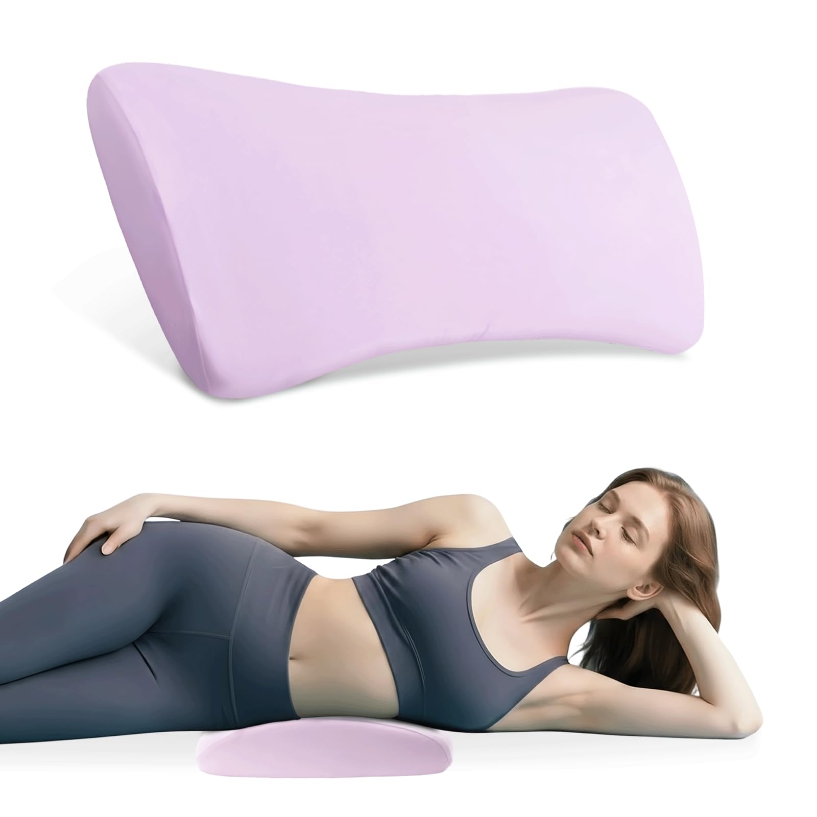 Solvio Lumbar Support Pillow for Bed and Office Chair, Ergonomic Memory Foam Back Support Cushion for Lower Back Pain Relief, Cooling Waist Pillow for Side Back and Stomach Sleepers