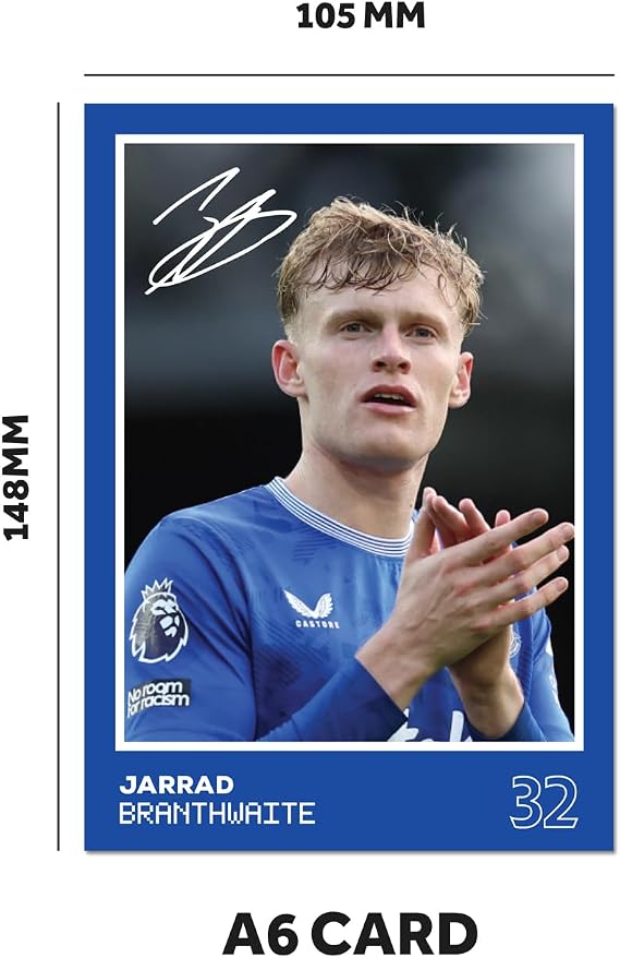 Everton Players SIGNED A6 Poster Pack 2-6 Autographed Poster Print Cards (Branthwaite, Doucoure, Calvert-Lewin, Tarkowski, Pickford, Moyes)