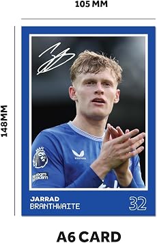 Everton Players SIGNED A6 Poster Pack 2-6 Autographed Poster Print Cards (Branthwaite, Doucoure, Calvert-Lewin, Tarkowski, Pickford, Moyes)