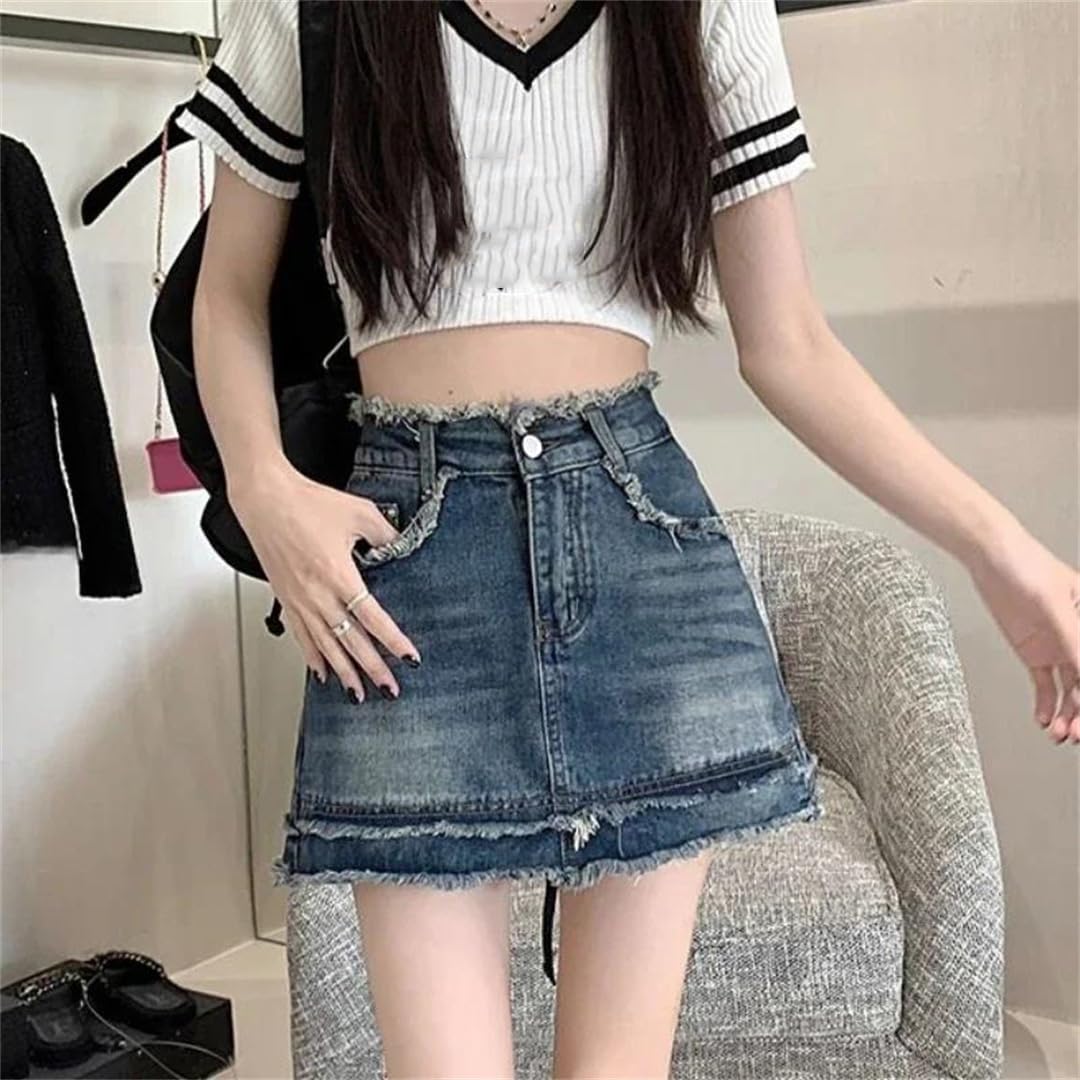 Gonna in denim a vita alta con cerniera aderente da donna mini gonna corta in jeans