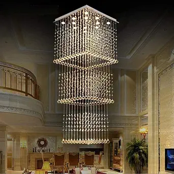Harold Electricals 6 Light Magna Raindrop Crystal Chandelier | Modern Staircase Ceiling Light Fixture for Hallway, Living Room, Hotel & Entryways - 2LX2BX6H FT - Rose Gold Plate