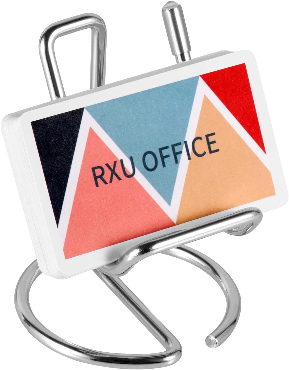 RXU Business Card Holder for Desk,Cute Metal Silver