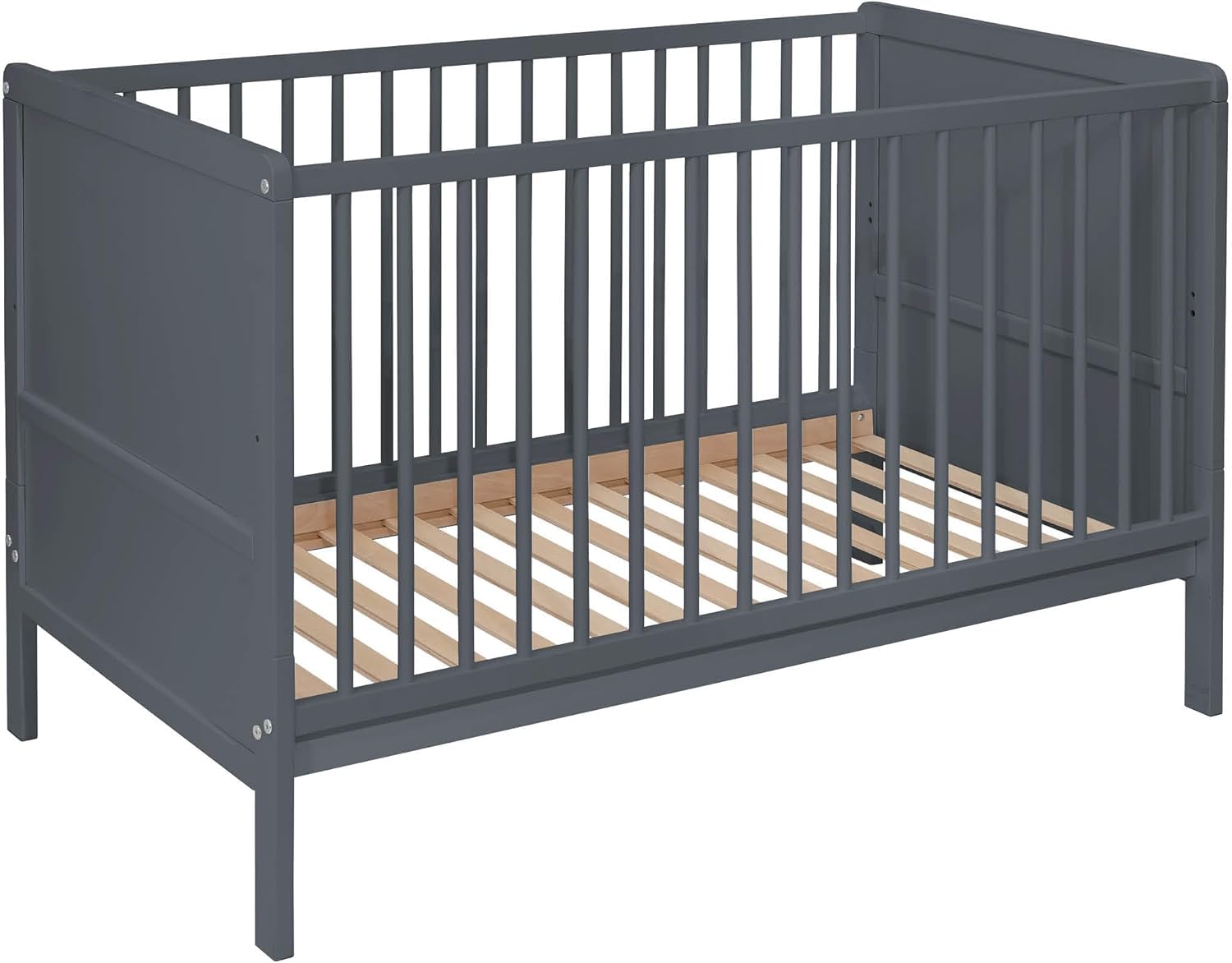 Lit bébé évolutif Nelly 120x60 cm en Bois de hêtre – Transformable en lit Junior – Sommier réglable – 3 barreaux Amovibles – en 716 (Gris) - 4