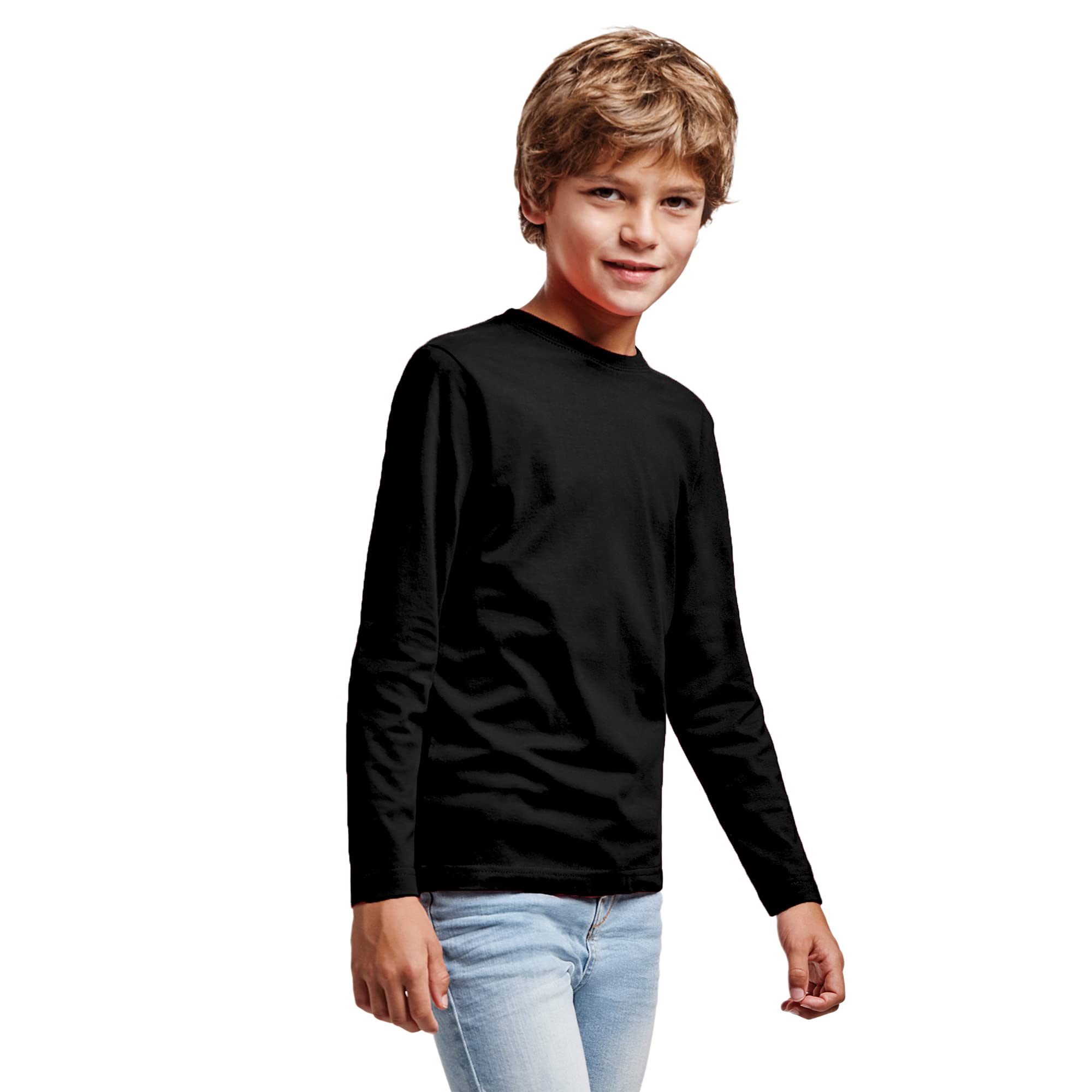 KINKIES Camiseta de Colores Manga Larga 100% Algodón para niño – Camiseta Cuello Redondo Doble Elastano, cómoda, Suave, Lisa y Elegante