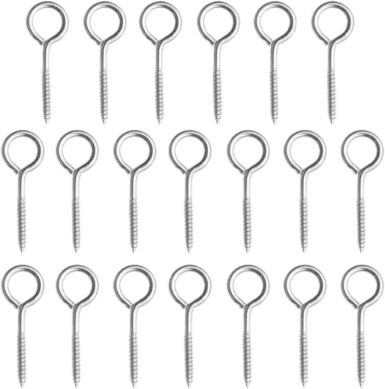 Screw Hooks 50Pcs Stainless Steel Sheep Eye Self Self Tapping Screw with Loop Hook Screw in Hooks Mouth Opening Screw for Hanging(M4x50)