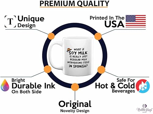 Miniatura 2 de SpanishTeacher - Taza de café de 11 onzas, color blanco, leche de soja en español, regalo para profesor de español, cumpleaños, agradecimiento,
