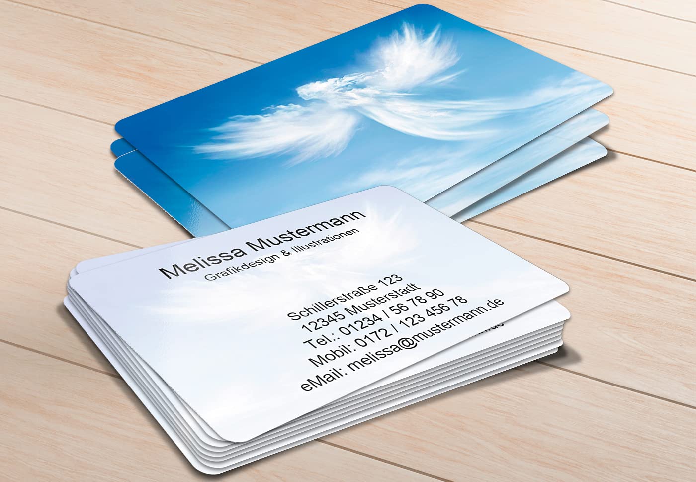 100 Visitenkarten Laminiert, 85 X 55 Mm, Mit Engel- Produktbild-Vorschau 2