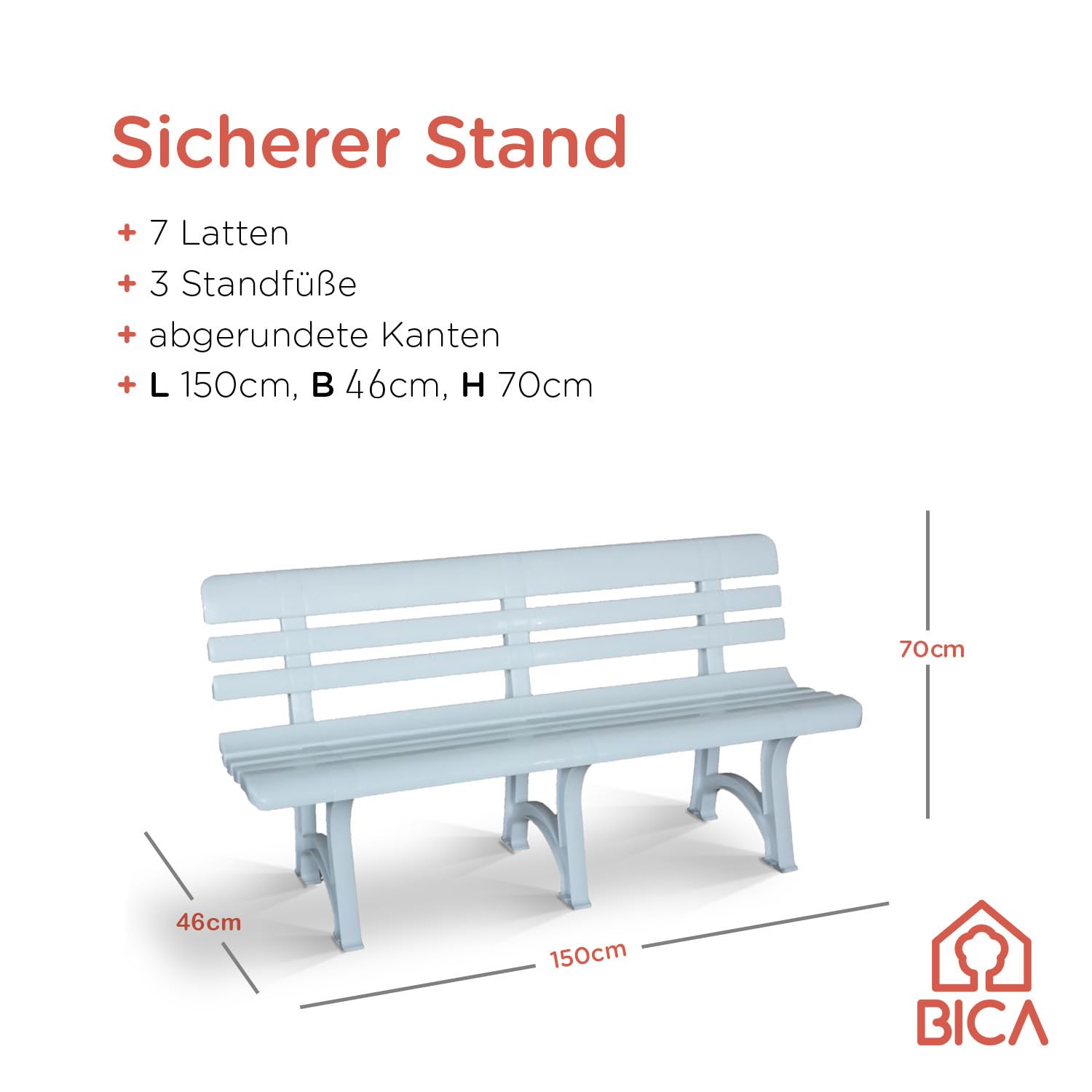Bica 89 Olimpia Panchina, Bianco, 150x53x77 cm