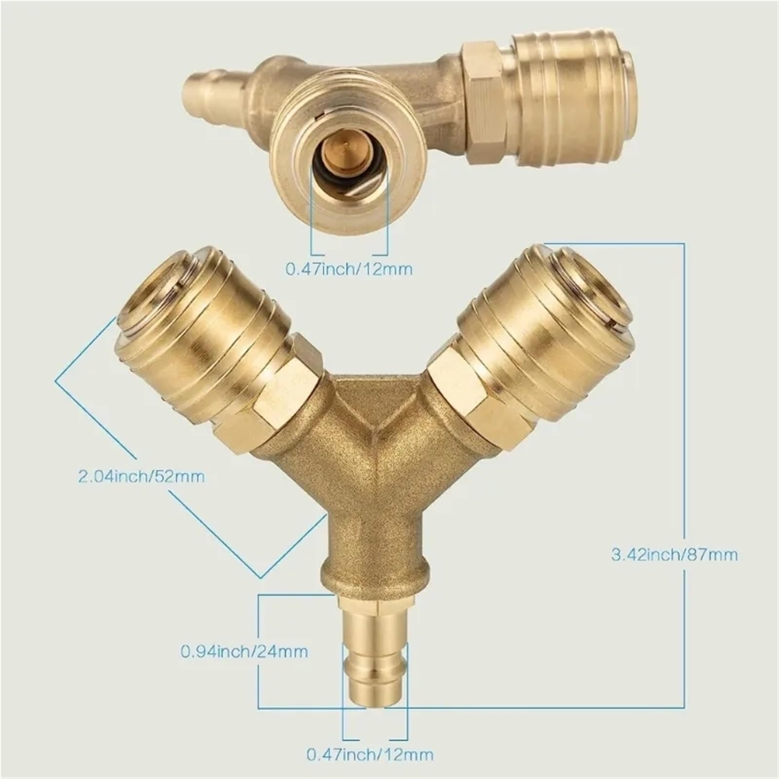Distributore di Aria compressa a 2 Vie con 2 raccordi NW7.2 1/4 di Pollice AG Tubi Flessibili 'Aria Distributore di Raccordo rapido in Ottone