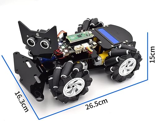 Miniatura 6 de Adeept Kit robótico de ruedas mecánicas omnidireccionales 4WD compatible con Raspberry Pi Pico DIY STEM Kit de robot educativo controlado a