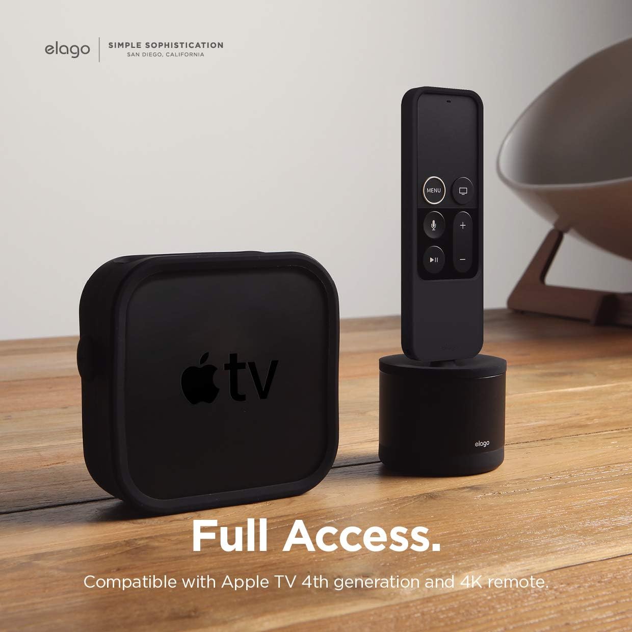 elago R4 Retro Apple TV Remote Case Compatible with Apple TV Siri Remote 1st Generation - Classic Controller Design [Non-Functional], Lanyard Included [US Patent Registered] (Black)
