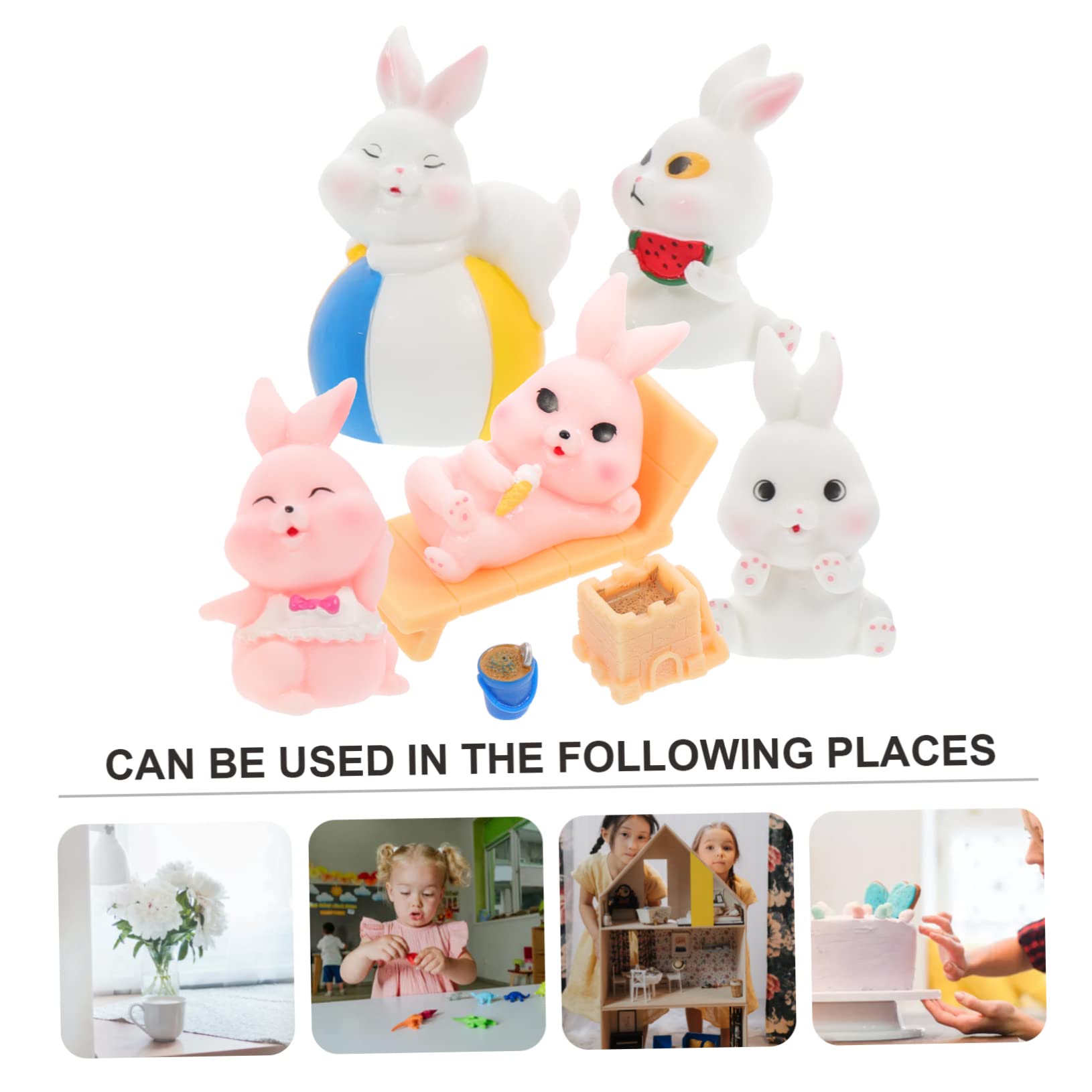 STOBOK STK Strandhase Mini-gartenfiguren Gartenschmuck Osterhasen-Statue Kaninchenfiguren Hase-Kaninchen- Osterhasenfigur Heimzubehör Mini-tierfigur Feenstatue Harz Zylinder Feder
