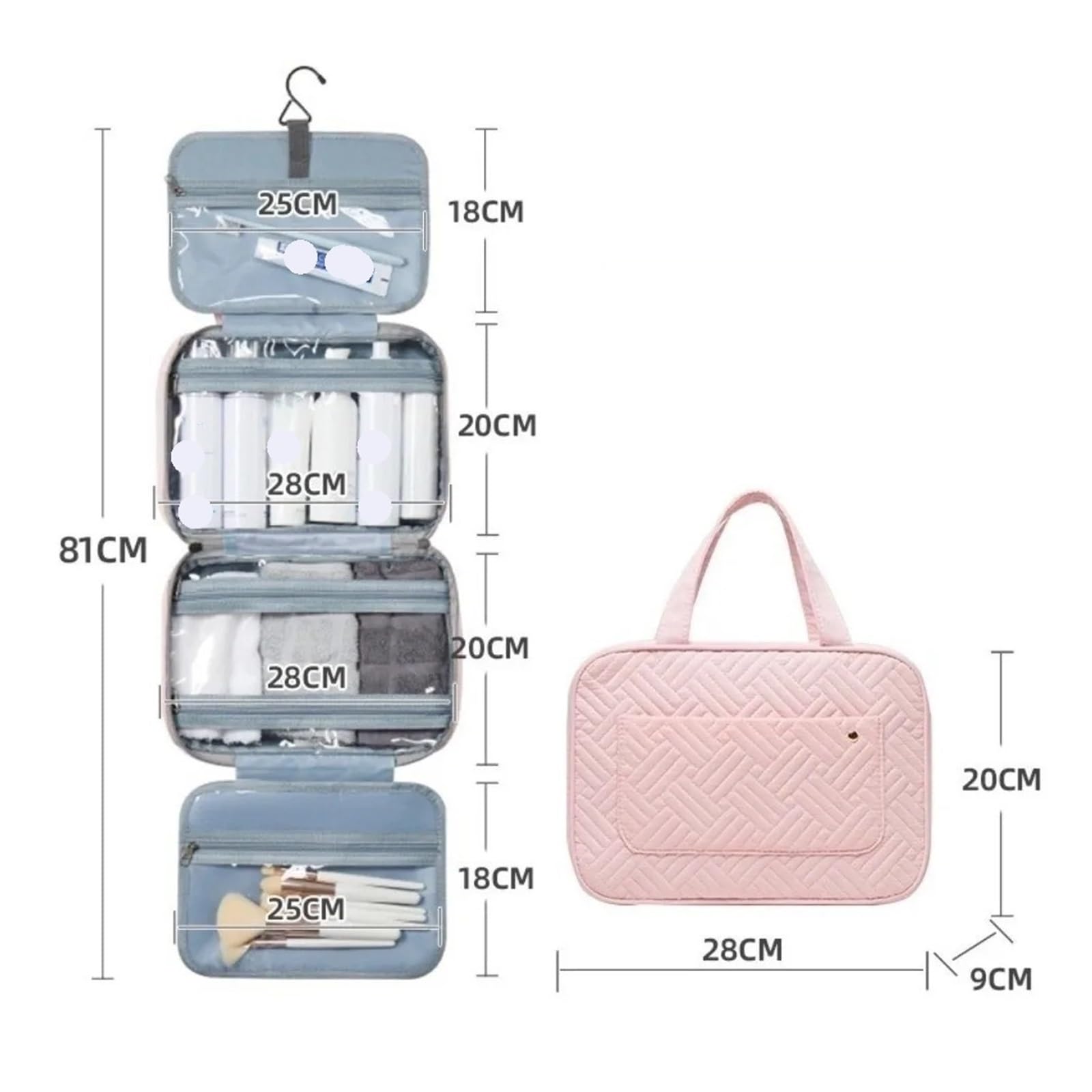 Bolsa Maquillaje Bolsa de Maquillaje Plegable Impermeable de Gran Capacidad Bolsa for Kit de Belleza Bolso cosmético Colgante