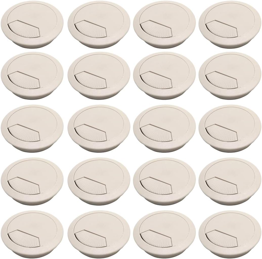 BTMB Computer Desk Cord Grommet 2 Inch Adjustable Desk Cable Hole Cover Wire Organizer,Pack of 20 (Beige)
