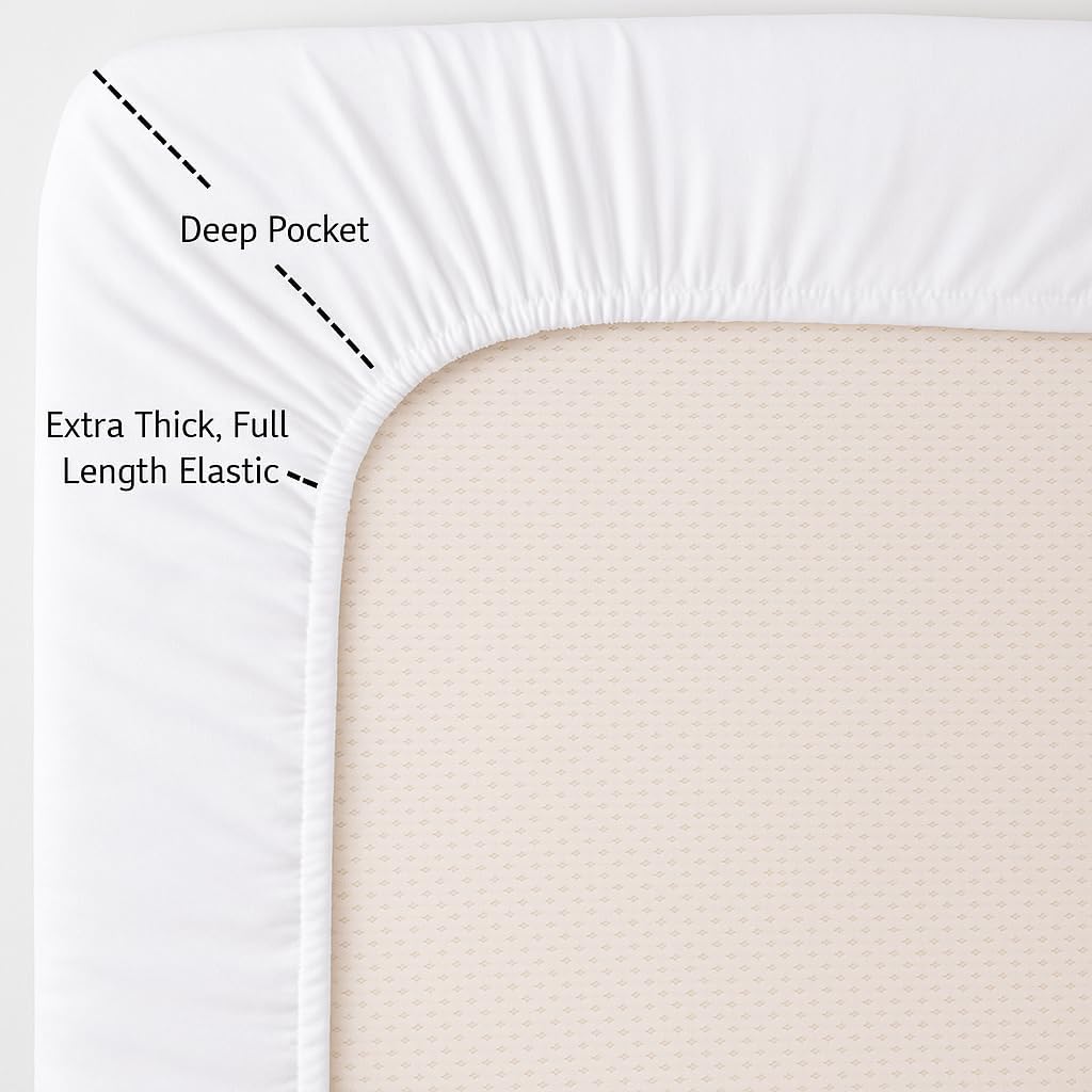 Queen Size Sheets Set - 4 Piece Set - Hotel Luxury Bed Sheets - Extra Soft - 10" Deep Pockets - Easy Fit - Breathable & Cooling - Comfy -White Solid - 100% Cotton Sheets - 4 PC