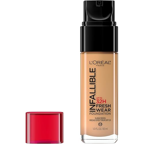 L’Oréal Paris Makeup Infallible Up to 32 Hour Fresh Wear Lightweight Foundation, 480 Radiant Sand, 1 Fl Oz, Packaging May Vary