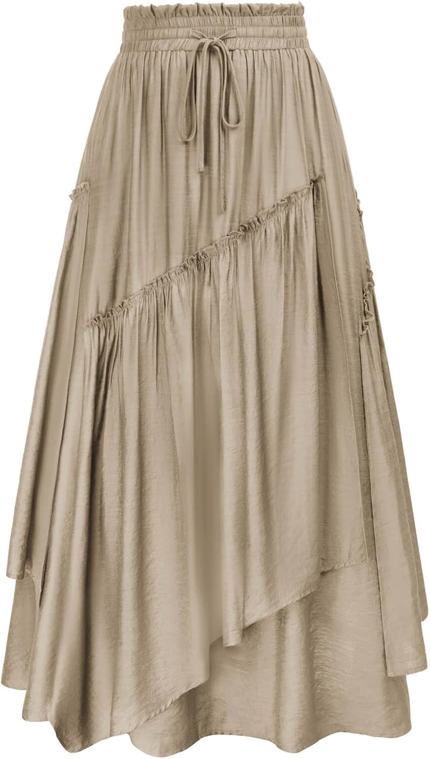 Scarlet Darkness Long Skirts for Women Renaissance Costume Pirate Maxi Skirt Plus Size with Pockets