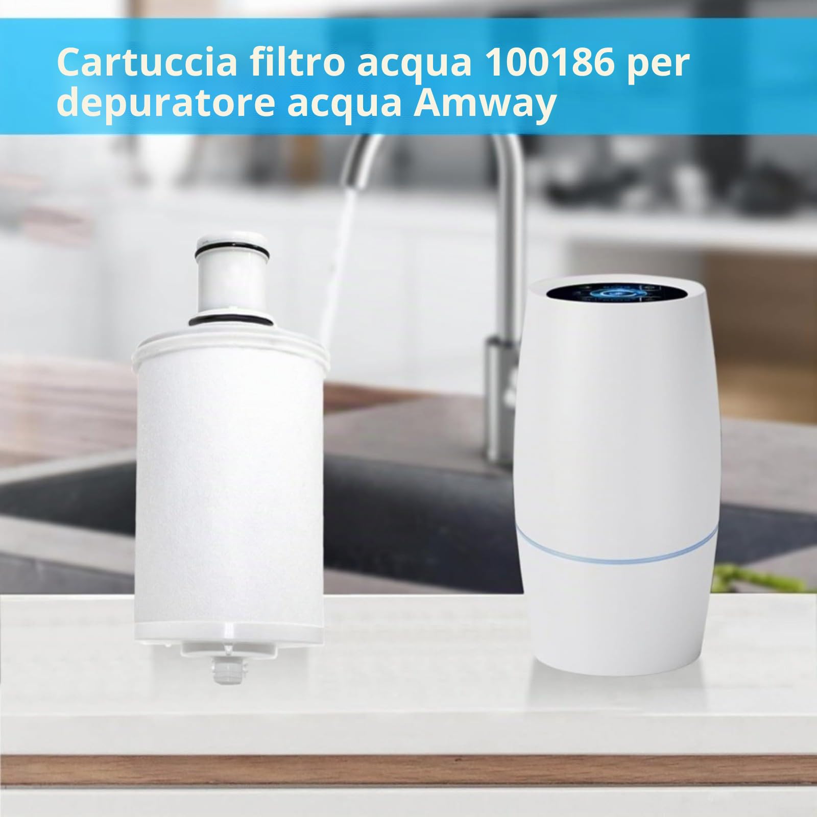 Cartuccia filtro dell'acqua per espring 100186, ricambio al carbone attivo, filtrazione di precisione da 0,2 μm, capacità 5000 l, bianco