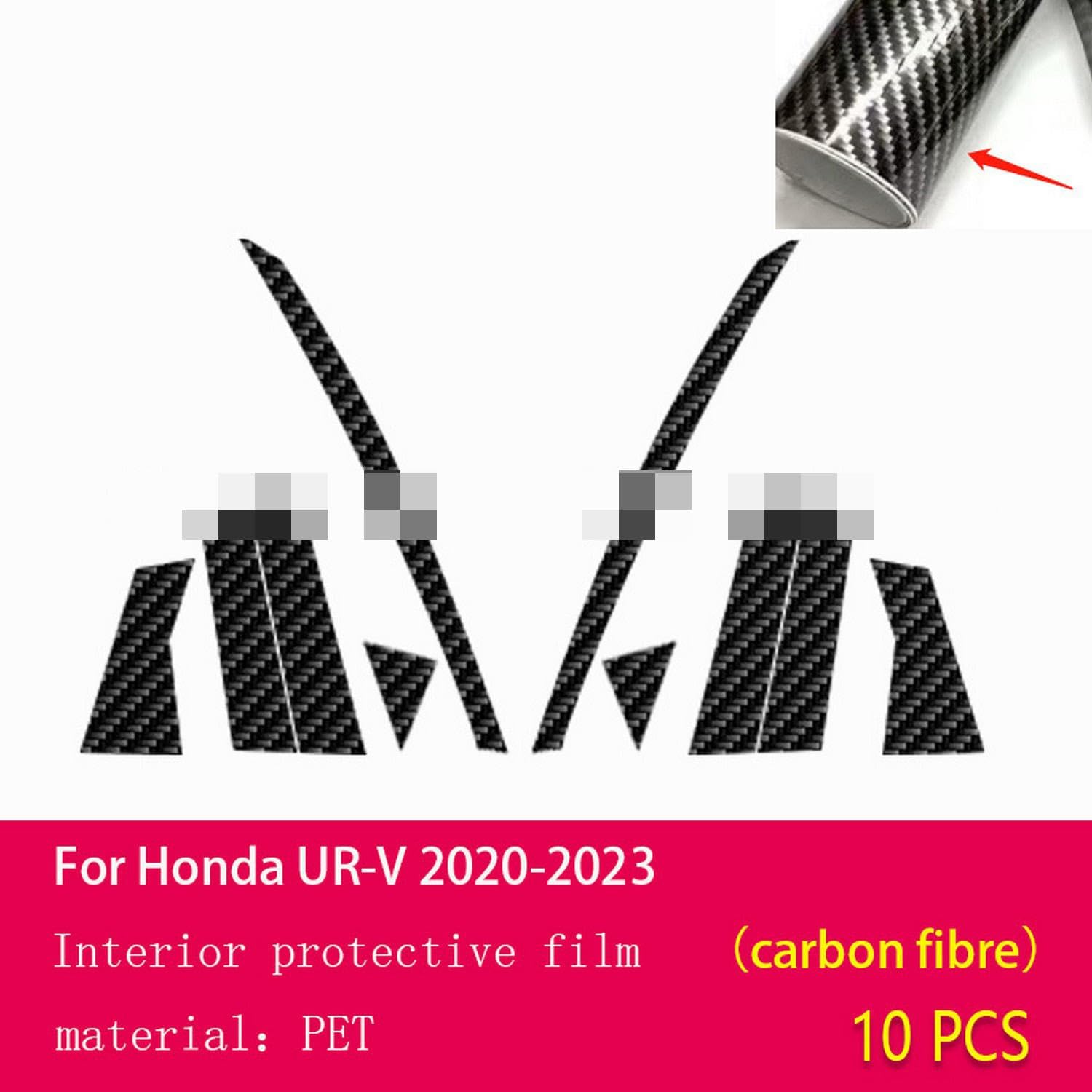 JCAKES Car Exterior Car B C Window Pillar Anti-Scratch TPU Protective Film Anti-Scratch Repair Film PPF refit，for Honda UR-V 2020-2023