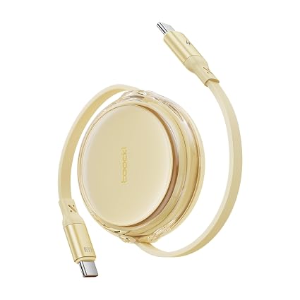 toocki 100W zwijany kabel USB C, zwijany kabel USB C do USB C, zwijany kabel ładowarki do iPhone'a, szybkie ładowanie do iPhone'a 16/iPada/MacBooka/Samsunga S24, niezbędne w podróży