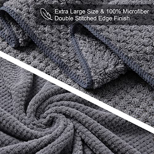 8-Piece Gray Bath Towel Set, 2 Extra Large Bath Towel Sheets, 2 Hand Towels And 4 Washcloths - Highly Absorbent Quick Dry Microfiber,Ultra Soft Towel Set For Bathroom, Waffle Weave Design, Pack Of 8 #TOP2