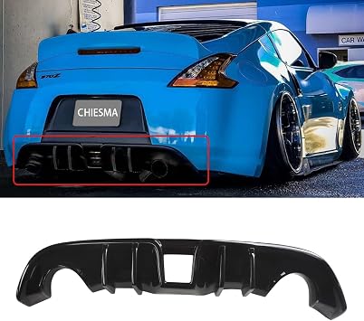CHIESMA,Rear Diffuser Fit for Nissan 370Z Z34 2009-2020 JDM L Style,Gloss Black ABS Shark Fin Rear Bumper Diffuser