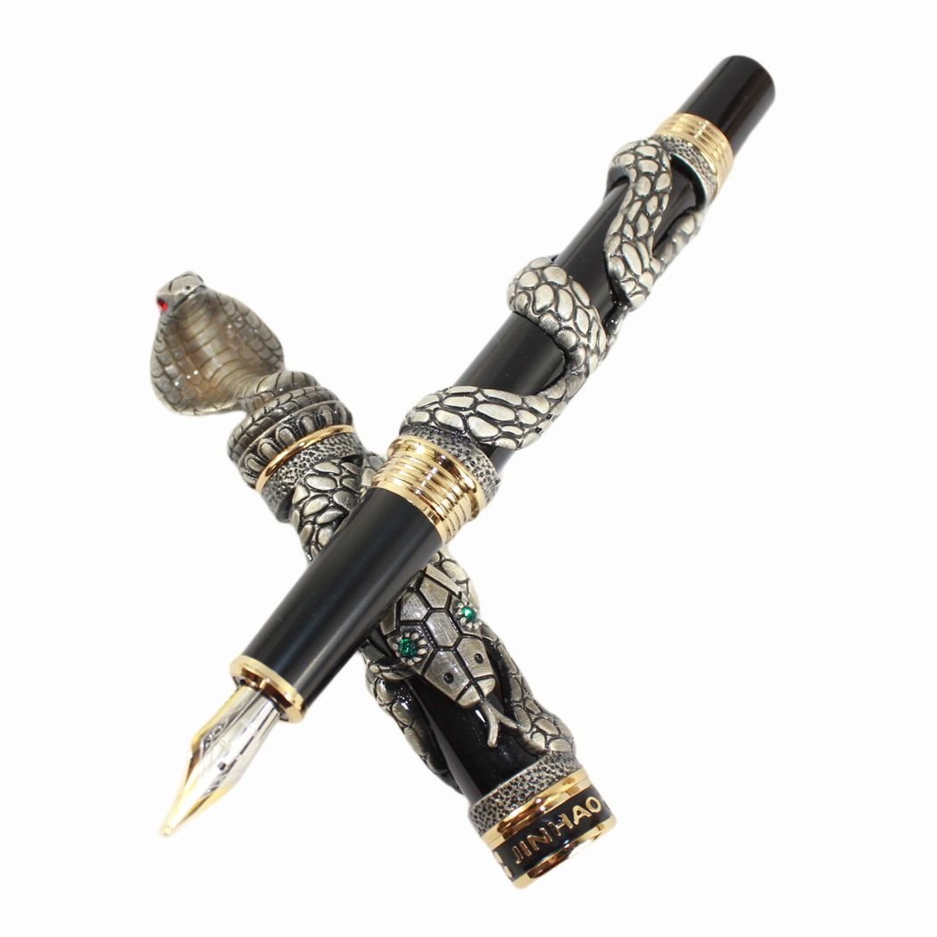 Amazon | Gullor 万年筆黒とアンティークの銀の蛇 3 D パターン、中