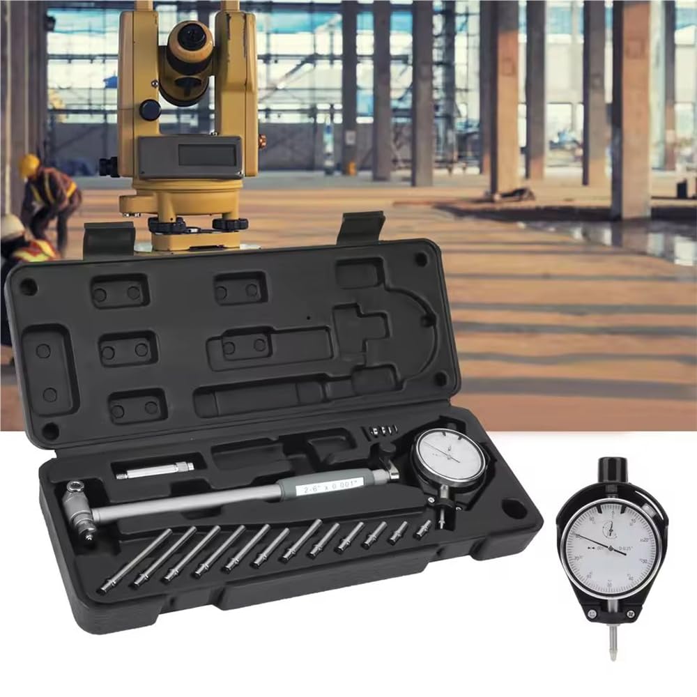 Strumento Di Misurazione Della Precisione Del Diametro Interno 50-160 Mm, Precisione 0,01 Mm, Profondità 150 Mm, Completo Di 12 Punte Intercambiabili e Custodia, Con Indicatore a Quadrante