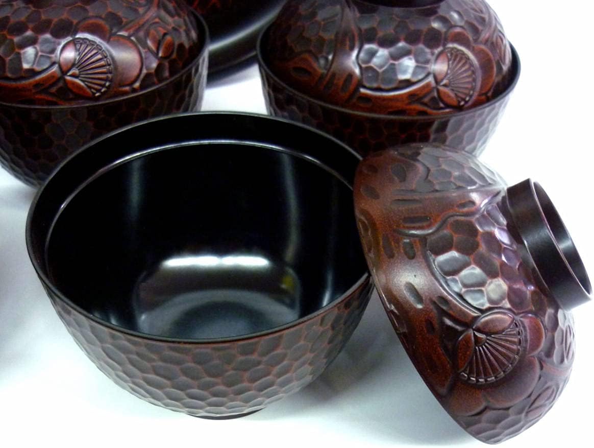 5 客 山中漆器 汁椀 山中漆器 1970年 欅造拭漆布袋汁椀