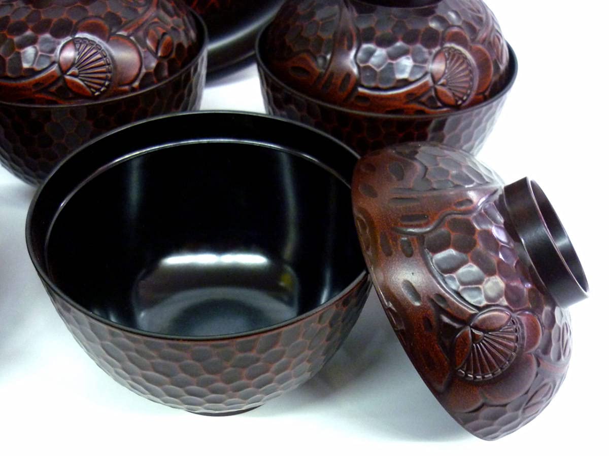 山中漆器 吸物椀揃【新品未使用】 山中漆器 光峰作 秋草蒔絵 吸物