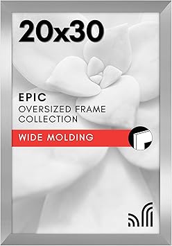 Americanflat 20x30 Poster Frame with Polished Plexiglass - Silver Picture Frame - Wide Photo Frames Made of Engineered Wood for Vertical or Horizontal Wall Display - Epic Collection - Silver