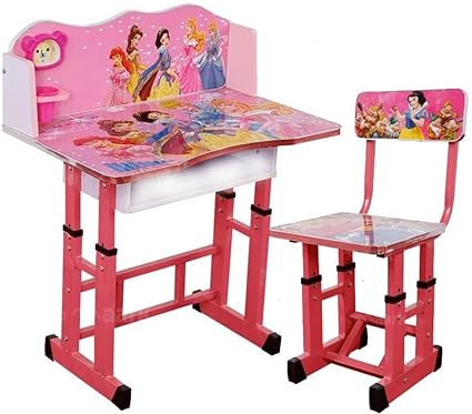 PUCI Kid's Study Table and Chair Set - Adjustable Height Ergonomic Children's Desk (Pink)