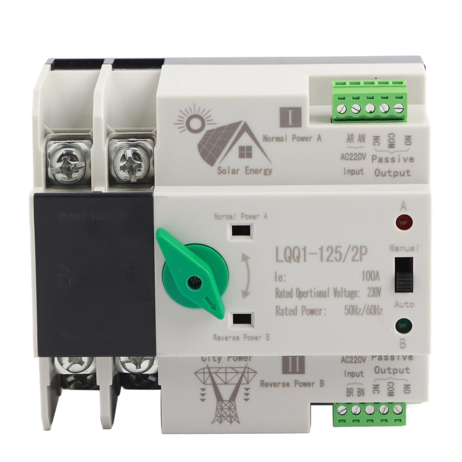 Sonew 100A Power Controller, 2P Power Automatic Transfer Switch, Millisecond Circuit Fast Controller, 400V, for Industry Shopping Malls