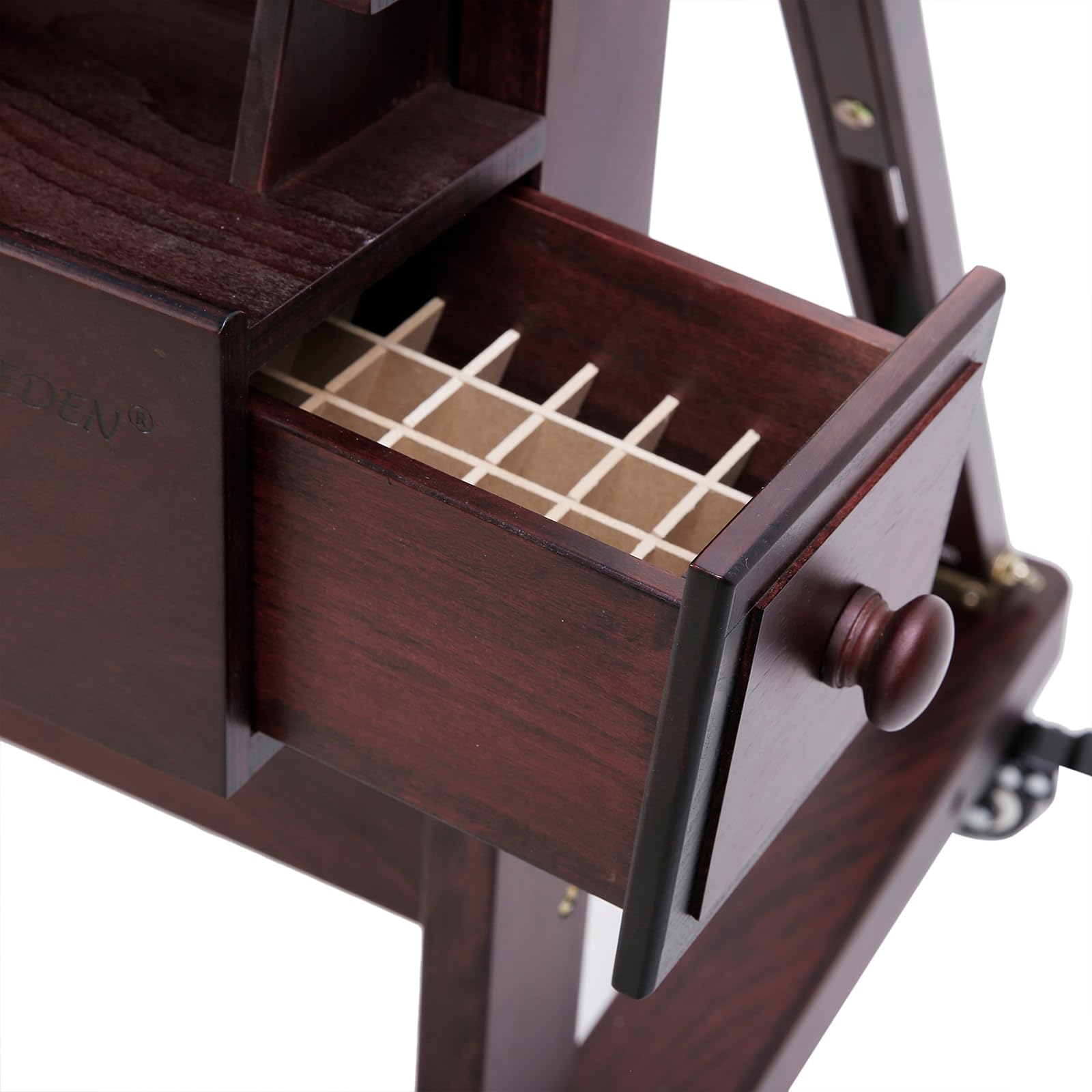 MEEDEN Sztaluga do regulacji korby Deluxe, sztaluga studyjna Master H-Frame, wytrzymała sztaluga artysty, sztaluga wystawowa, wykończona palisandrem, utrzymuje płótno o wysokości do 210 cm