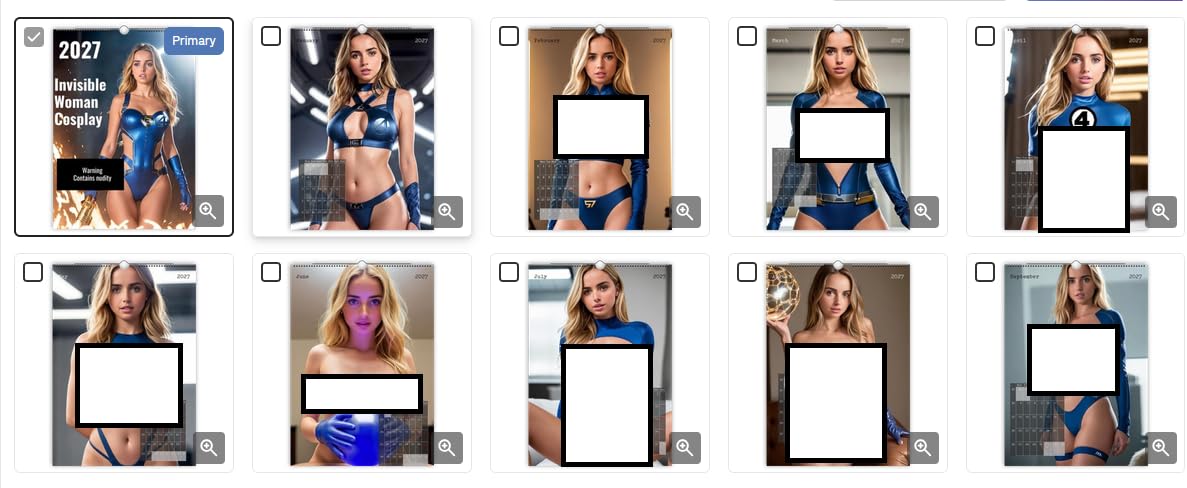 Calendario da Parete 2026, Cosplay Donna Invisibile Nuda, 12 Mesi