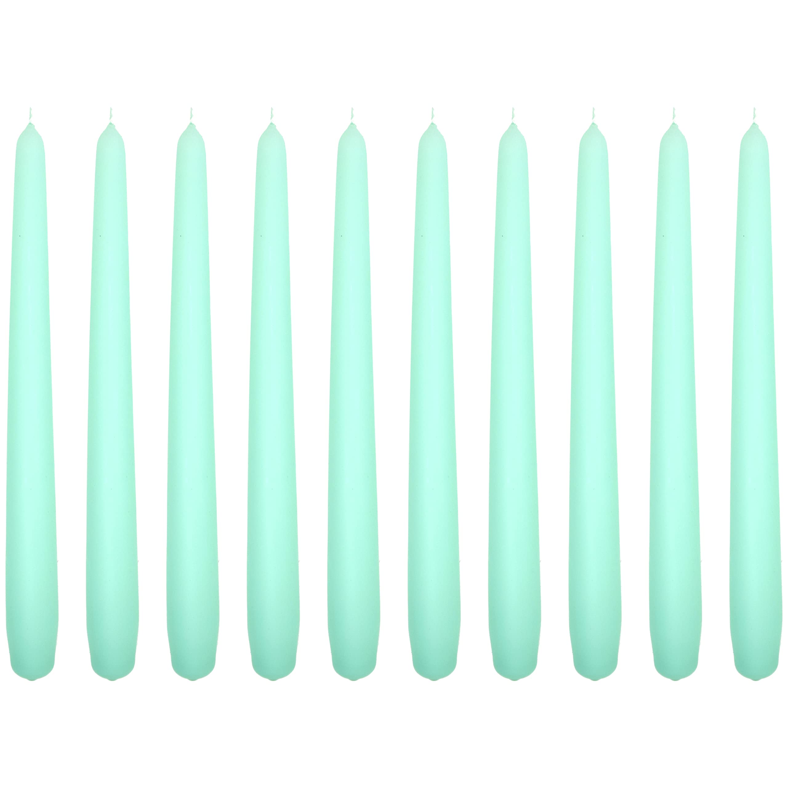 Soladirect Fresh Mint Matt Tapered Dinner Candles, Pack Of 10, Unscented, Long Burning Time, 24 Cm / 9.45" (Fresh Mint, Matt)