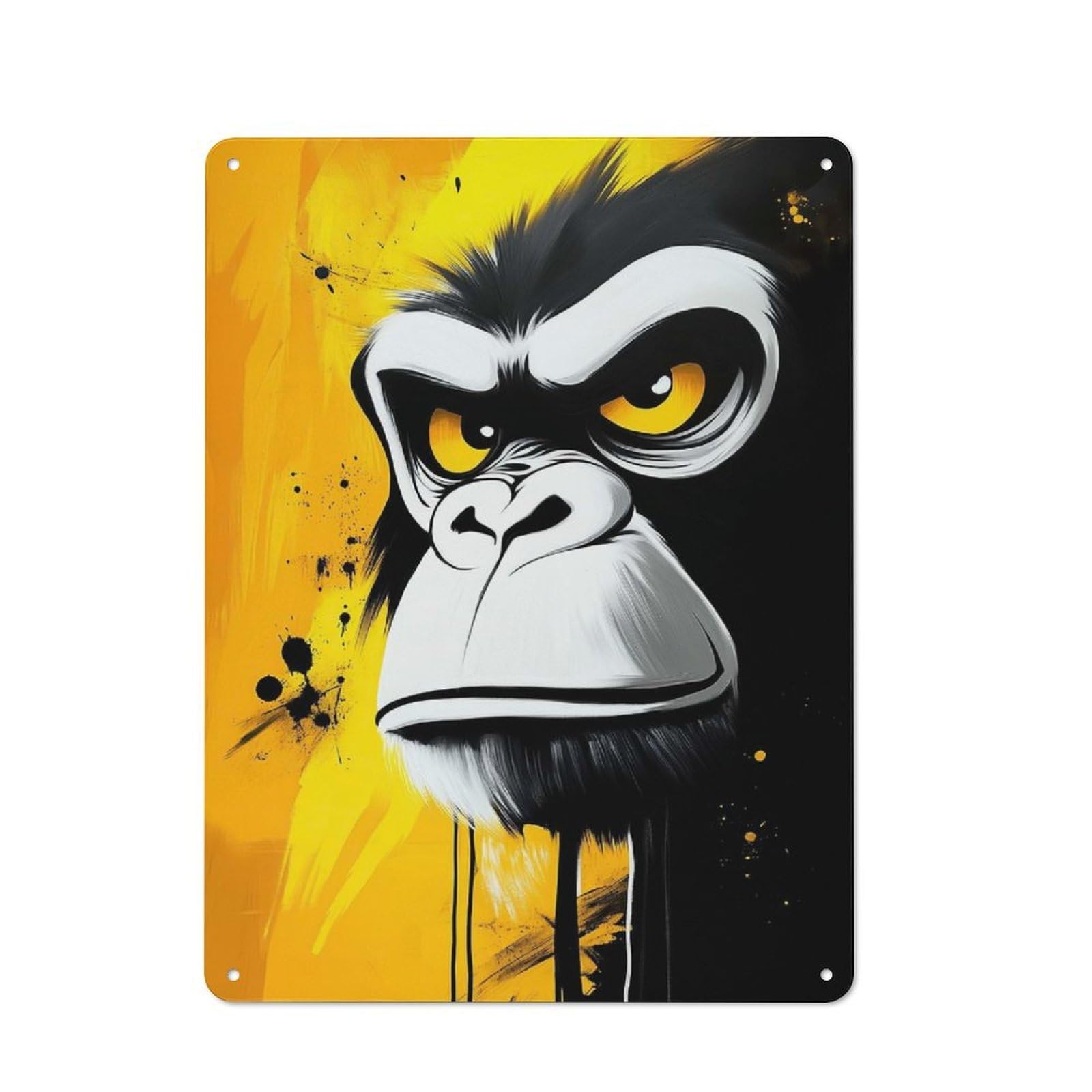 Junmoney Style-23 Metal Wall Sign 40X30cm Featuring Angry Gorilla Portrait For Bar Or Restaurant, Gift For Bar Decor Enthusiasts During The Christmas Season