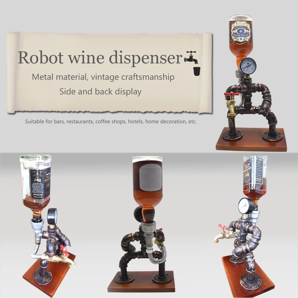 Steampunk - Dispensador de licor para decoración de pipa industrial, soporte para whisky con estilo rústico, accesorios perfectos para bar en el hogar